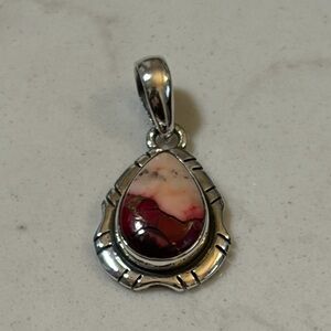 Elegant Silver and Pink Teardrop Pendant